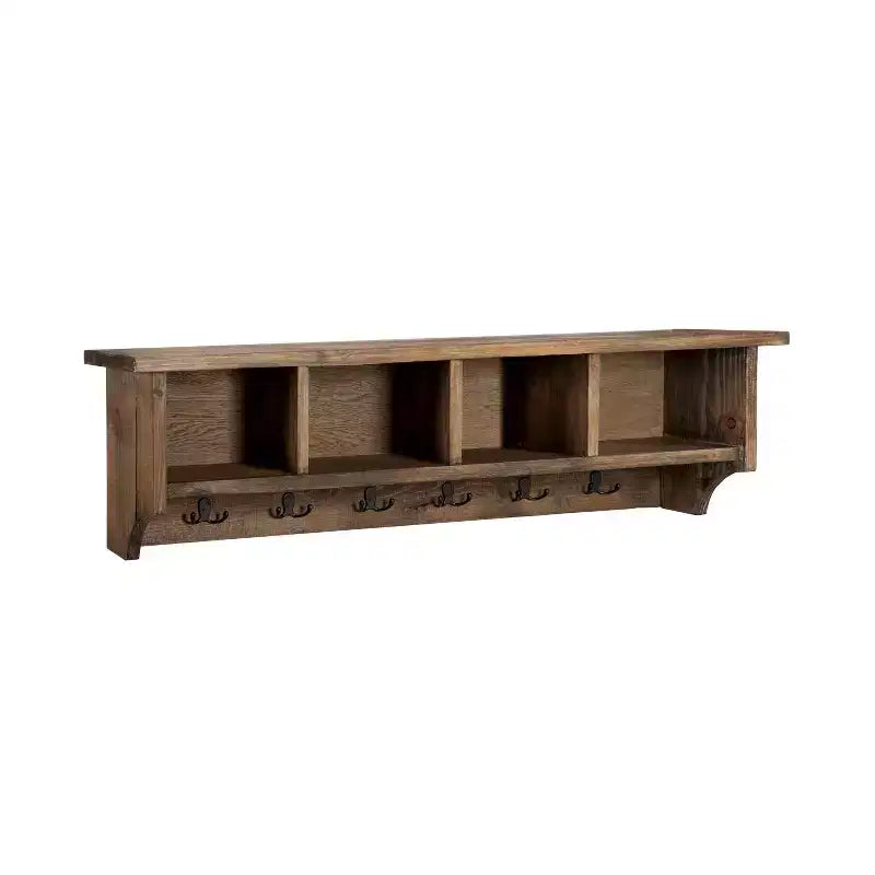 48'' Modesto Metal & Wood Wall Coat Hook with Bench – Brown Entryway Organizer