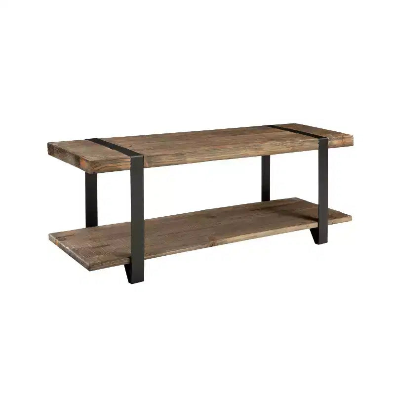 48'' Modesto Metal & Wood Wall Coat Hook with Bench – Brown Entryway Organizer