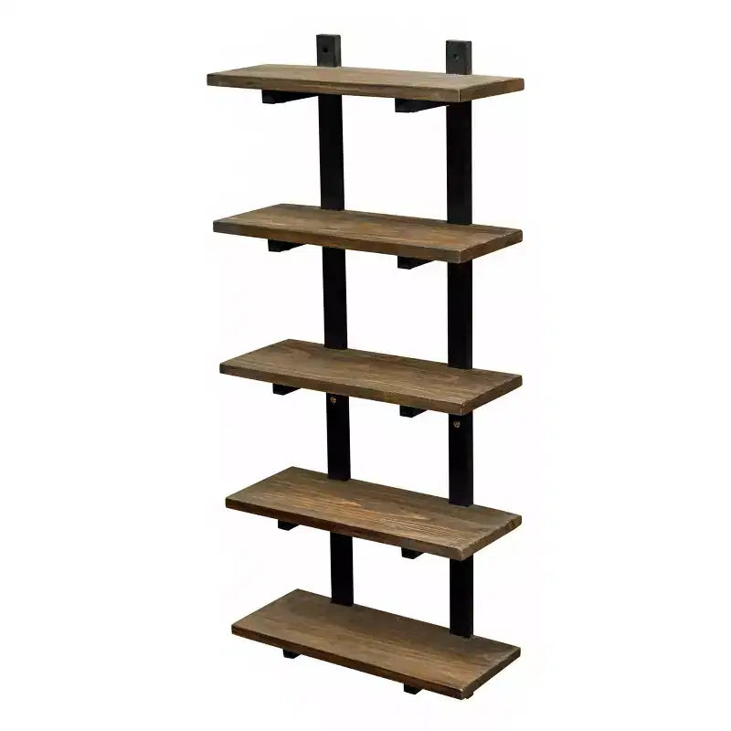 Pomona Metal & Solid Wood Bath Wall Shelf – Natural Finish Bathroom Storage