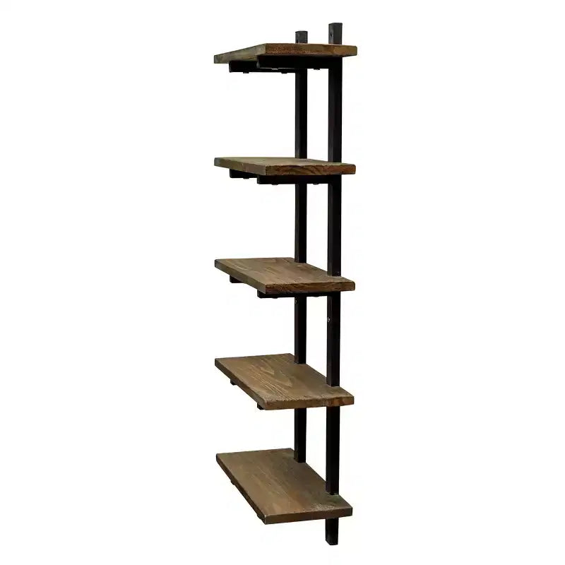Pomona Metal & Solid Wood Bath Wall Shelf – Natural Finish Bathroom Storage