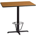 Flash Furniture 30'' x 42'' Rectangular Laminate Table Top with 23.5'' x 29.5'' Bar Height Table Base and Foot Ring
