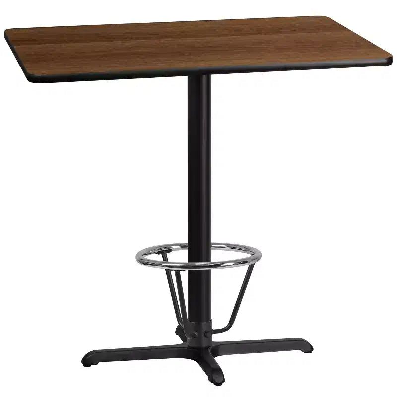 Dessus de table rectangulaire en stratifié 30"x42" avec piètement hauteur bar 23,5"x29,5" et repose-pieds