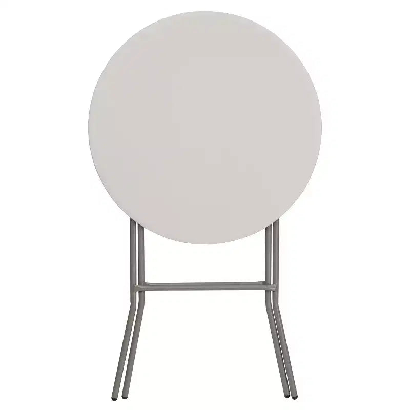 Table pliante ronde en plastique blanc effet granit, hauteur bar, de 2,63 pieds