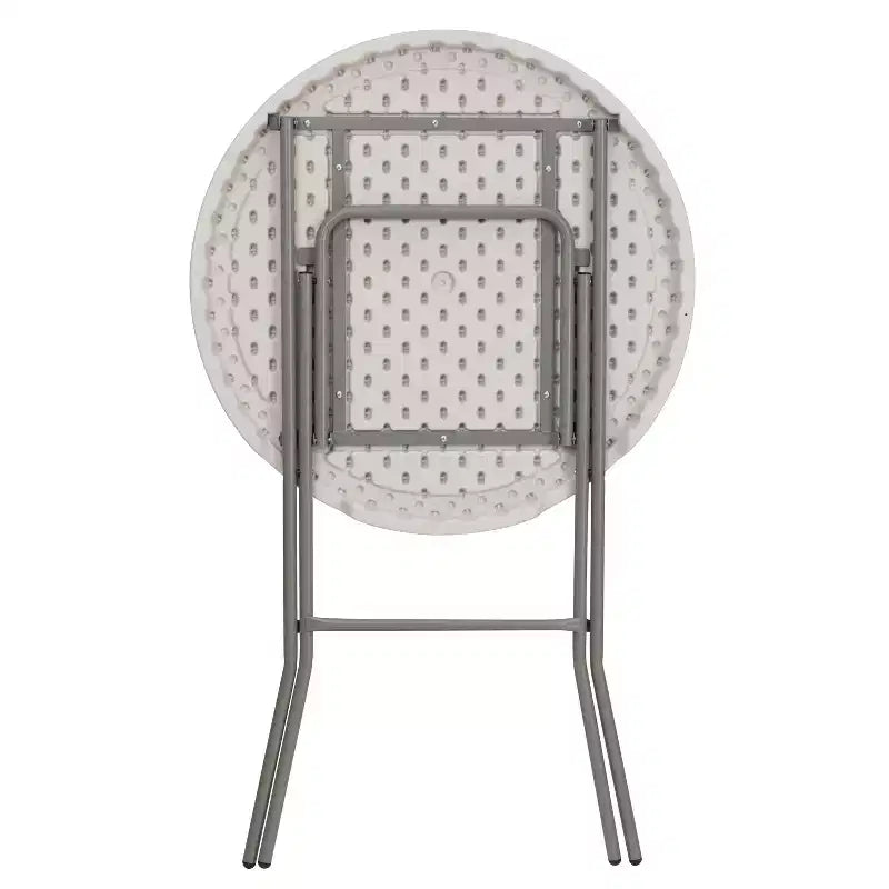 Table pliante ronde en plastique blanc effet granit, hauteur bar, de 2,63 pieds