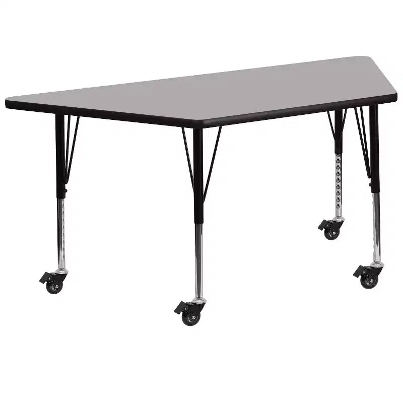 Flash Furniture Mobile 22.5''W x 45''L Trapezoid HP Laminate Activity Table - Height Adjustable Short Legs