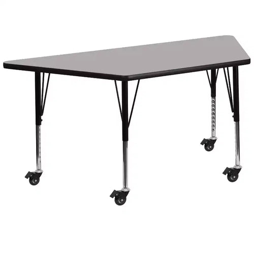 Flash Furniture Mobile 22.5''W x 45''L Trapezoid HP Laminate Activity Table - Height Adjustable Short Legs