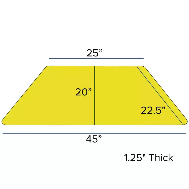 Table d'activités trapézoïdale en stratifié HP, 22,5 po l. x 45 po L – Pieds courts réglables en hauteur