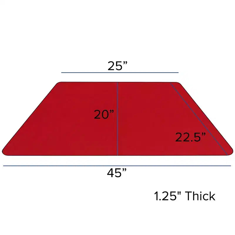 Table d'activités trapézoïdale en stratifié HP, 22,5 po l. x 45 po L – Pieds courts réglables en hauteur
