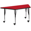 Table d'activités trapézoïdale en stratifié HP, 22,5 po l. x 45 po L – Pieds courts réglables en hauteur