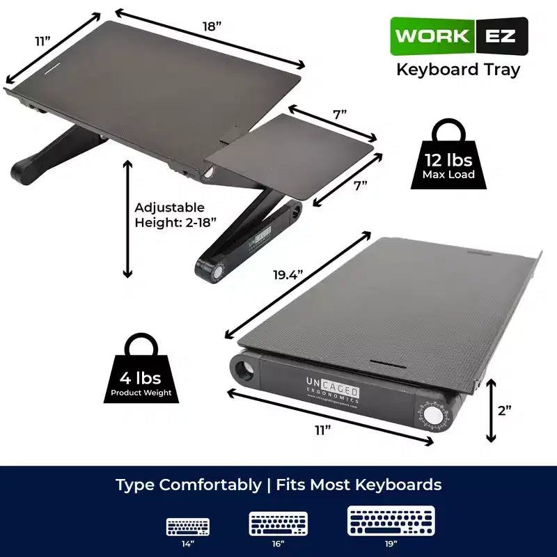 Support de clavier ergonomique réglable en hauteur et en inclinaison – Plateau de clavier sous le bureau