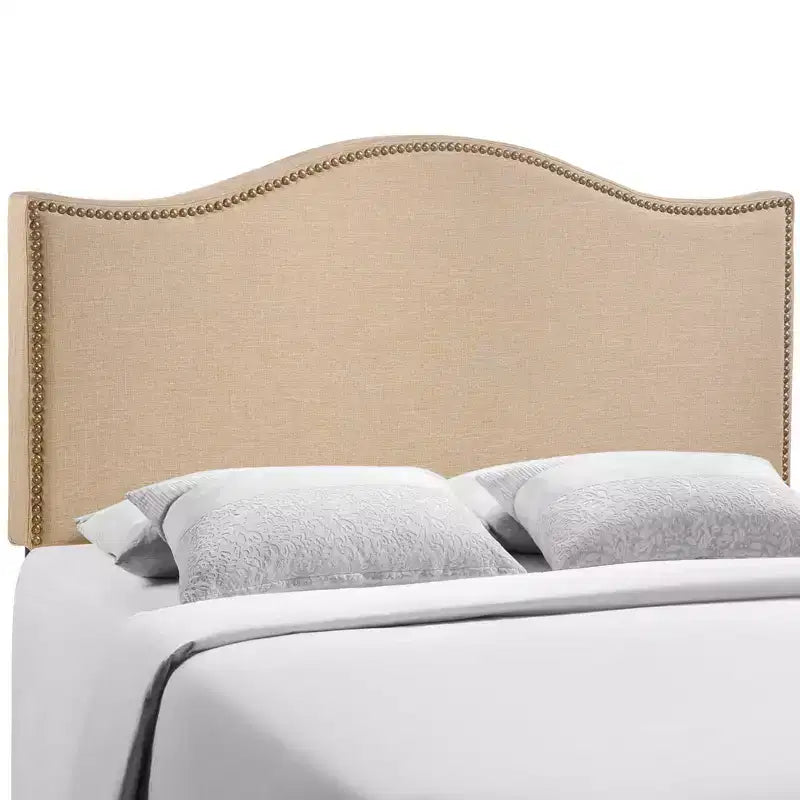 Curl Nailhead Upholstered Headboard – Elegant Bedroom Accent with Decorative Trim