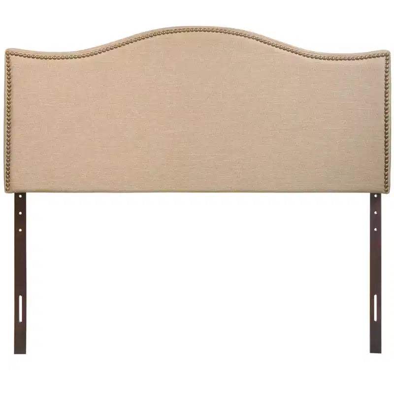 Curl Nailhead Upholstered Headboard – Elegant Bedroom Accent with Decorative Trim